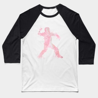 Baseball Girl Catcher Softball Player Blush Pink Watercolor Silhouette Baseball T-Shirt